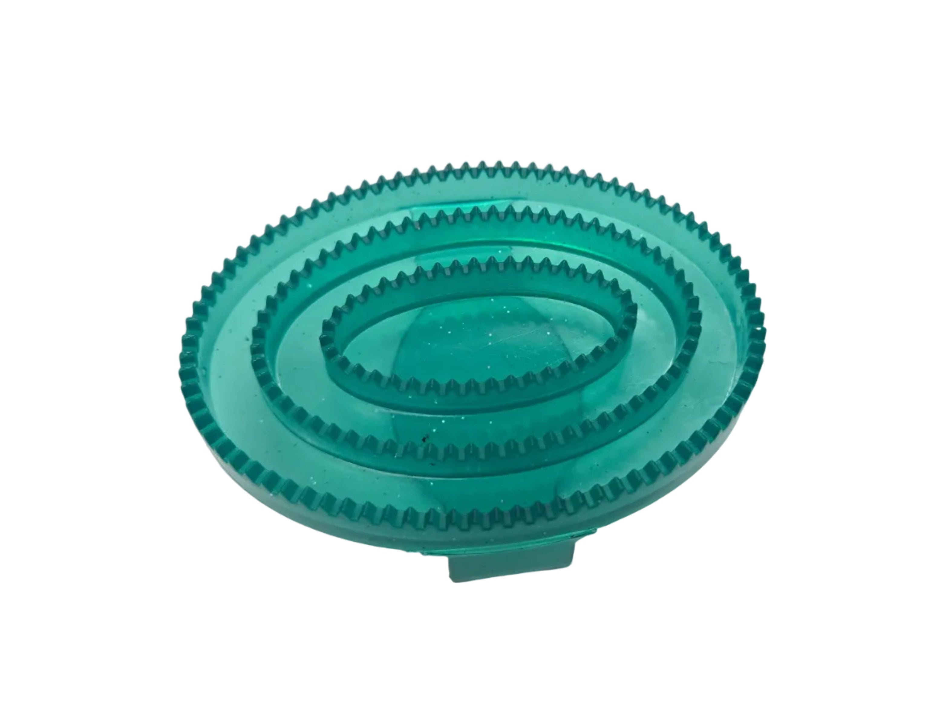 Green plastic gear on a white background